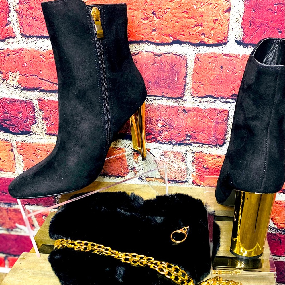 Gold heel boots